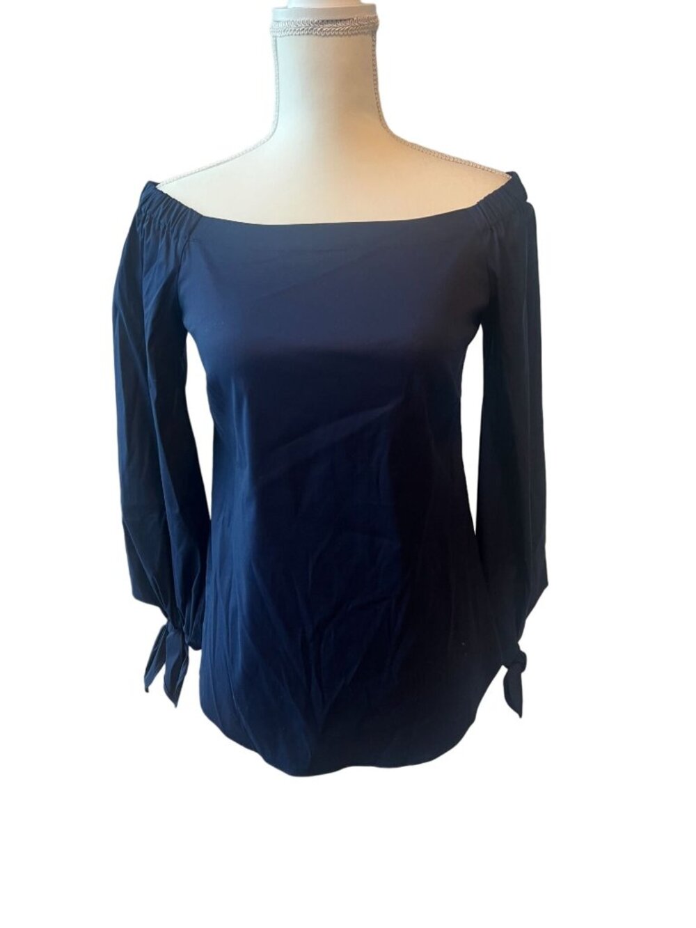 WHITE HOUSE BLACK MARKET Navy Blue Boatneck Top Size XXS